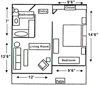 Assisted Living Facility 1 Bedroom Apartment Floorplan